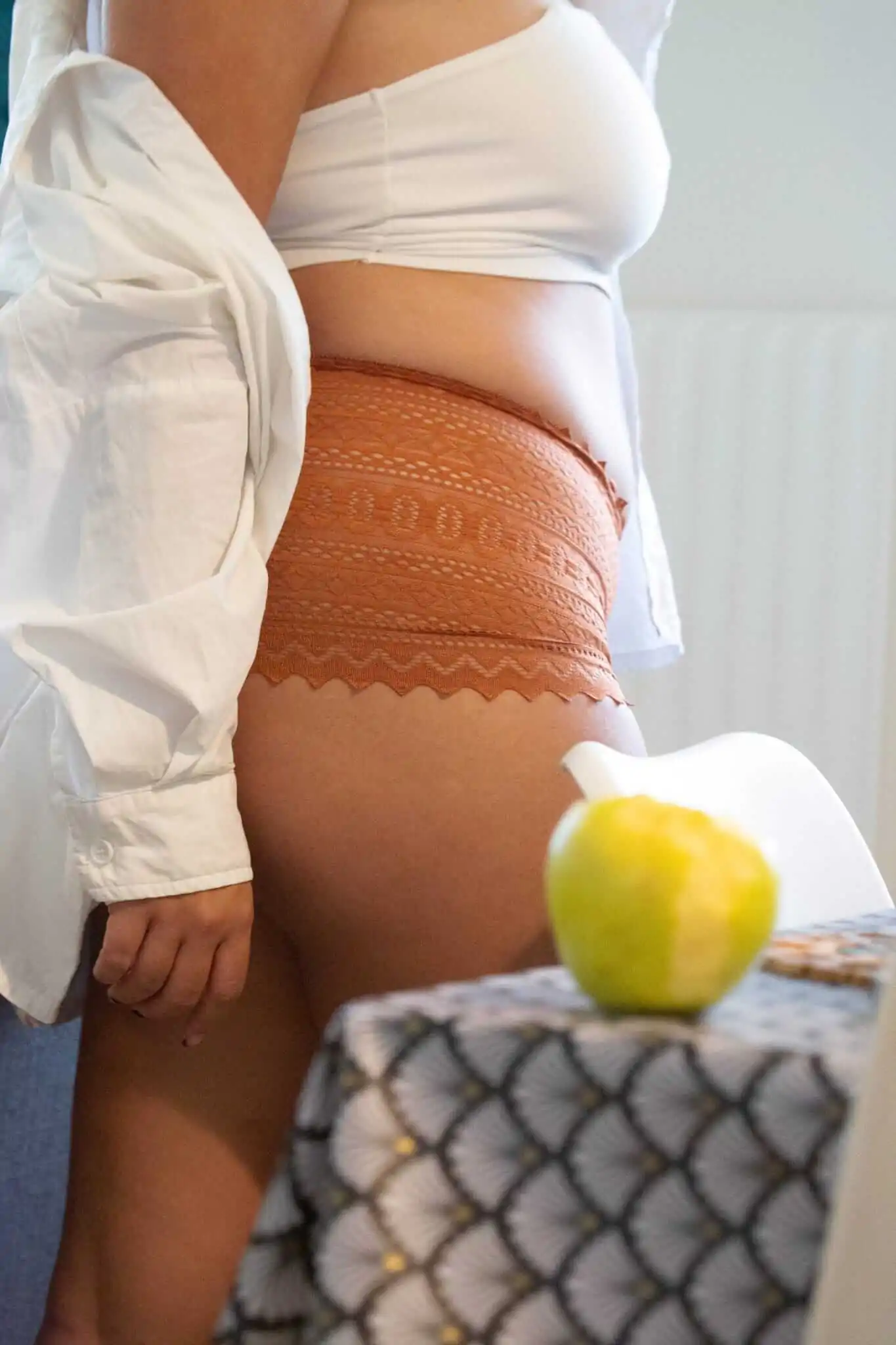Boxer taille haute en dentelle graphique