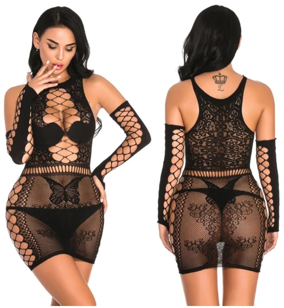 Body Lingerie Femme Grandes Tailles S-3XL – Dentelle Résille, Col En V – Pour Soirée, Honeymoon - 12