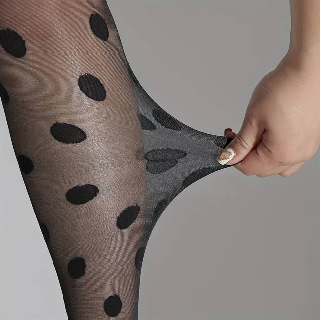 Collant Noir Jacquard Grande Taille – Image 5
