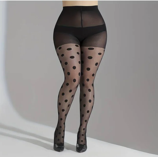 Collant Noir Jacquard Grande Taille – Image 3