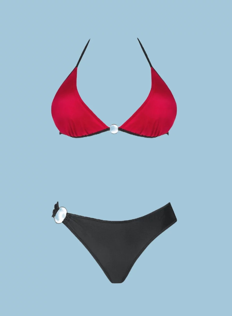 Maillot de Bain Sexy Naila : Bikini Deux Pièces Rouge et Noir avec Dos Nu – Image 5