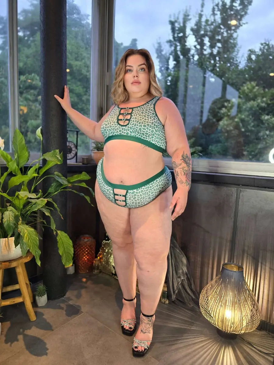 Femme en ENSEMBLE DEUX PIÈCES IMPRIMÉ LÉOPARD GRANDE TAILLE