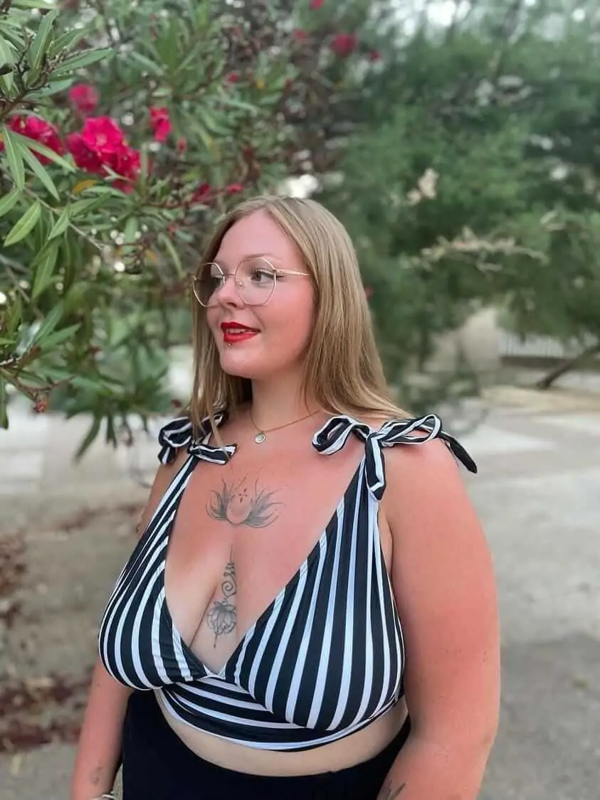 Haut De Bikini Sexy Grande Taille rayures noir et blanc